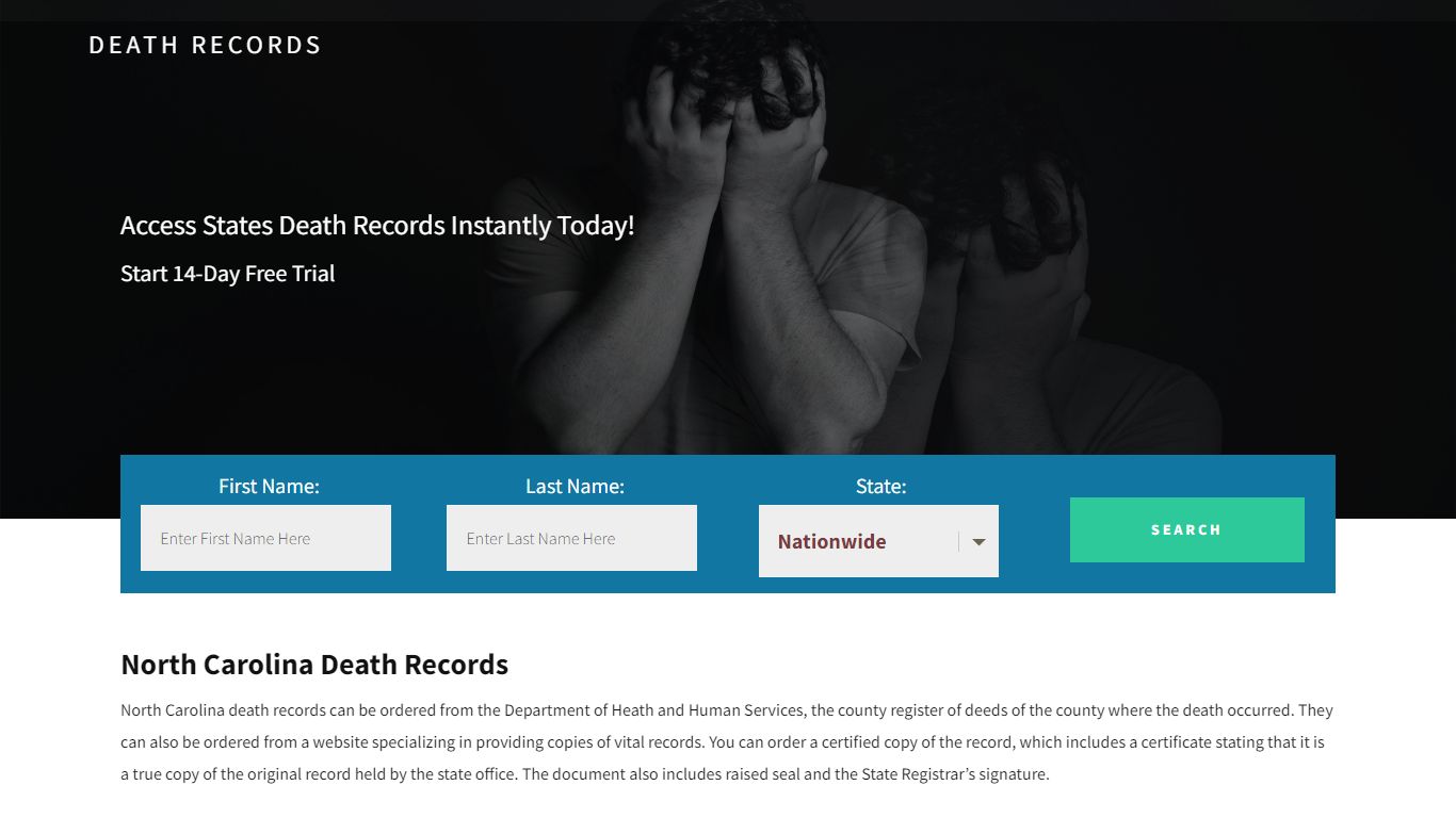 North Carolina Death Records | Enter Name and Search | 14 Days Free